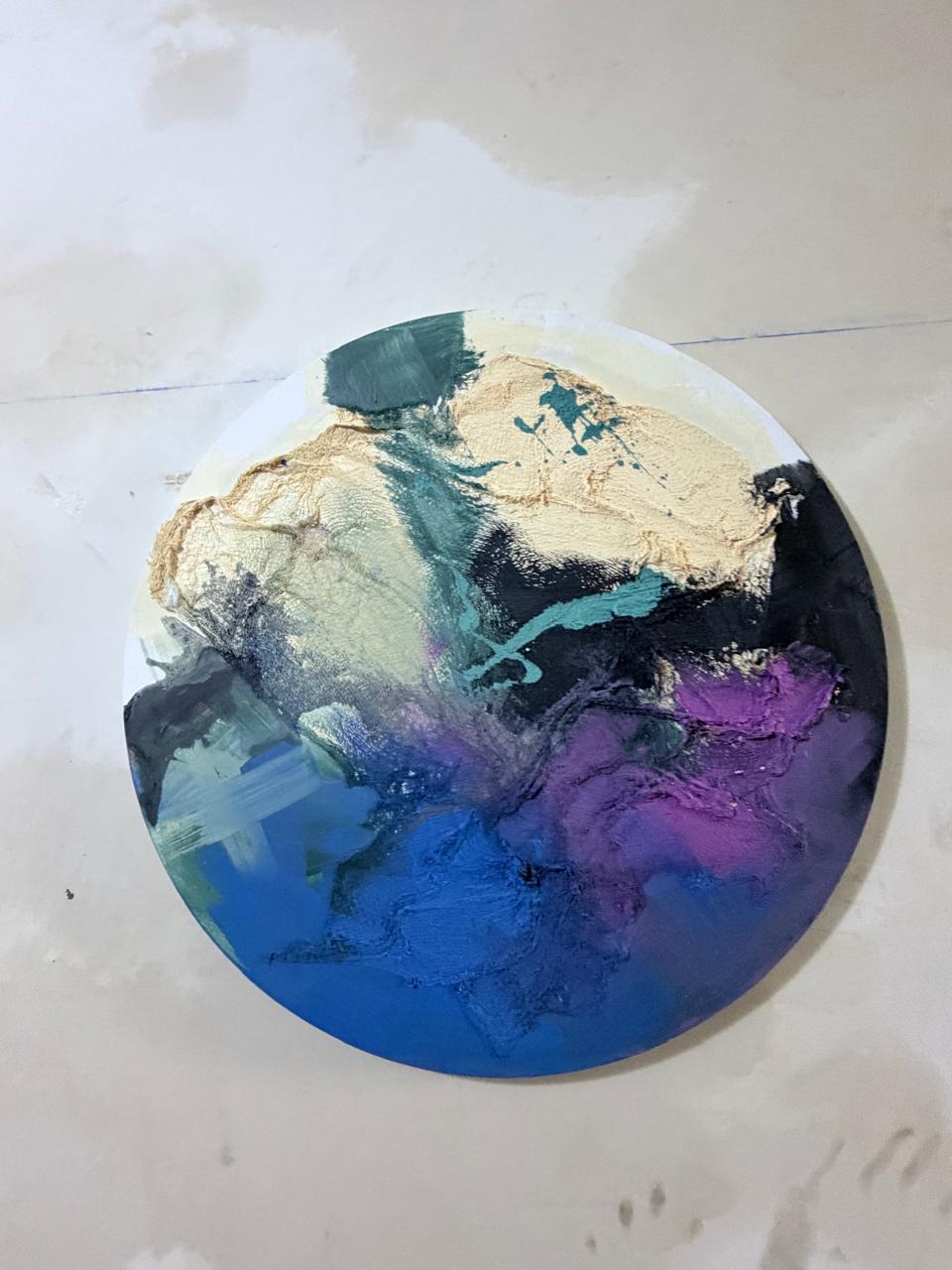 Círculo Azul — Mixed media on round canvas by Coana, 2025